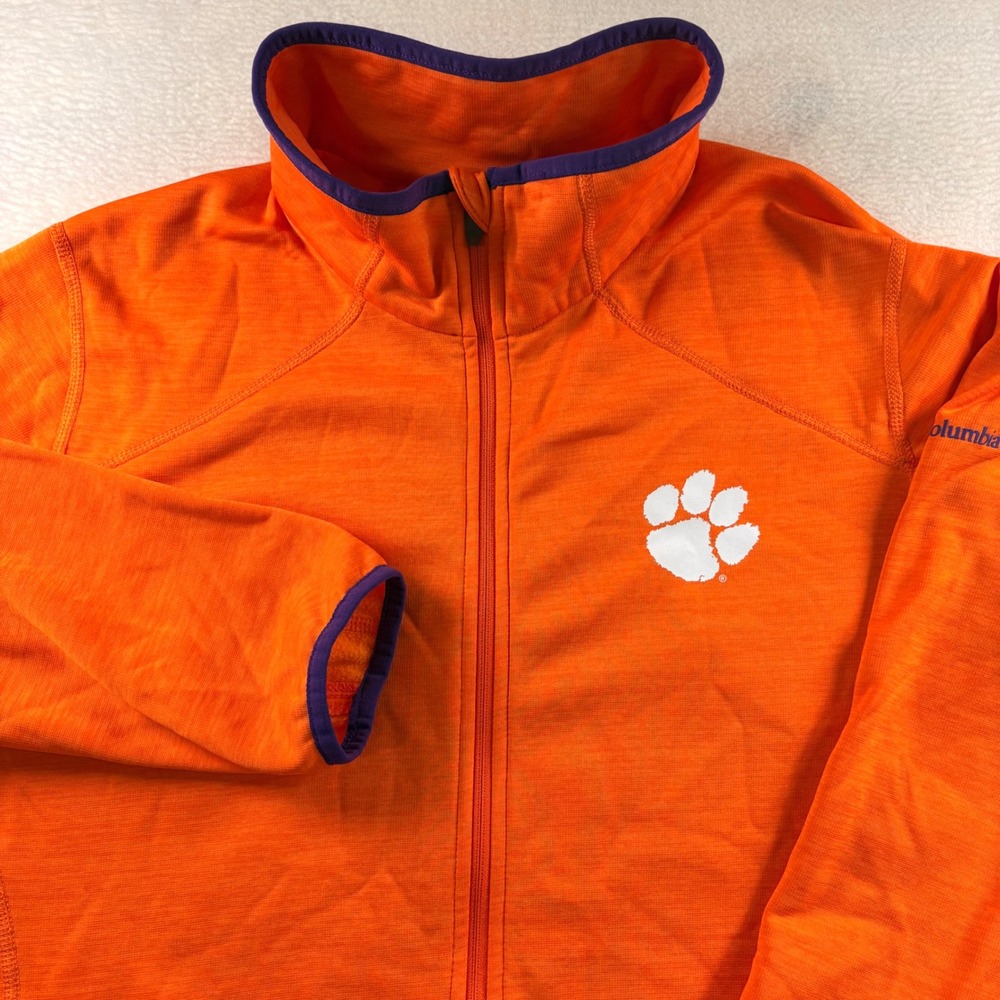 Columbia Clemson Tigers Womens XL Orange Full Zip Fleece Jacket Thumbholes